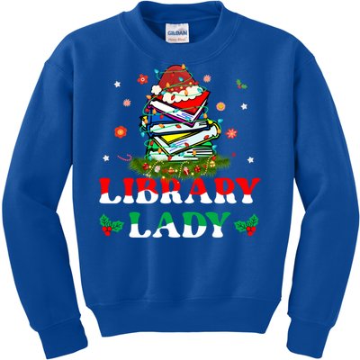 Christmas Library Lady Librarian Xmas Lights Books Gift Kids Sweatshirt