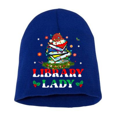 Christmas Library Lady Librarian Xmas Lights Books Gift Short Acrylic Beanie