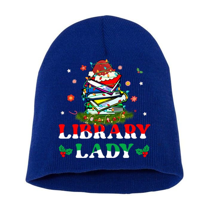 Christmas Library Lady Librarian Xmas Lights Books Gift Short Acrylic Beanie