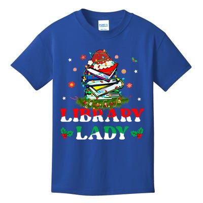 Christmas Library Lady Librarian Xmas Lights Books Gift Kids T-Shirt