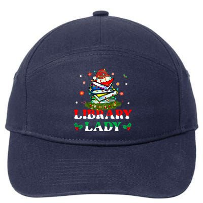 Christmas Library Lady Librarian Xmas Lights Books Gift 7-Panel Snapback Hat