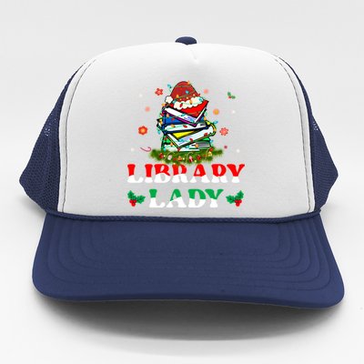 Christmas Library Lady Librarian Xmas Lights Books Gift Trucker Hat