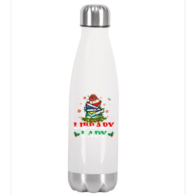 Christmas Library Lady Librarian Xmas Lights Books Gift Stainless Steel Insulated Water Bottle