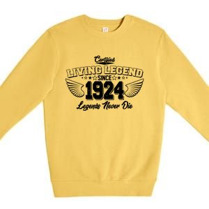 Certified Living Legend Since 1924 Legends Never Die 100th Birthday Wings Premium Crewneck Sweatshirt