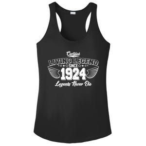 Certified Living Legend Since 1924 Legends Never Die 100th Birthday Wings Ladies PosiCharge Competitor Racerback Tank