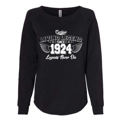 Certified Living Legend Since 1924 Legends Never Die 100th Birthday Wings Womens California Wash Sweatshirt