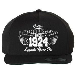 Certified Living Legend Since 1924 Legends Never Die 100th Birthday Wings Wool Snapback Cap