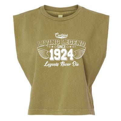 Certified Living Legend Since 1924 Legends Never Die 100th Birthday Wings Garment-Dyed Women's Muscle Tee