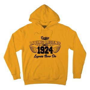 Certified Living Legend Since 1924 Legends Never Die 100th Birthday Wings Hoodie