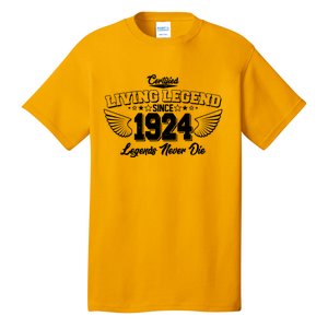 Certified Living Legend Since 1924 Legends Never Die 100th Birthday Wings Tall T-Shirt