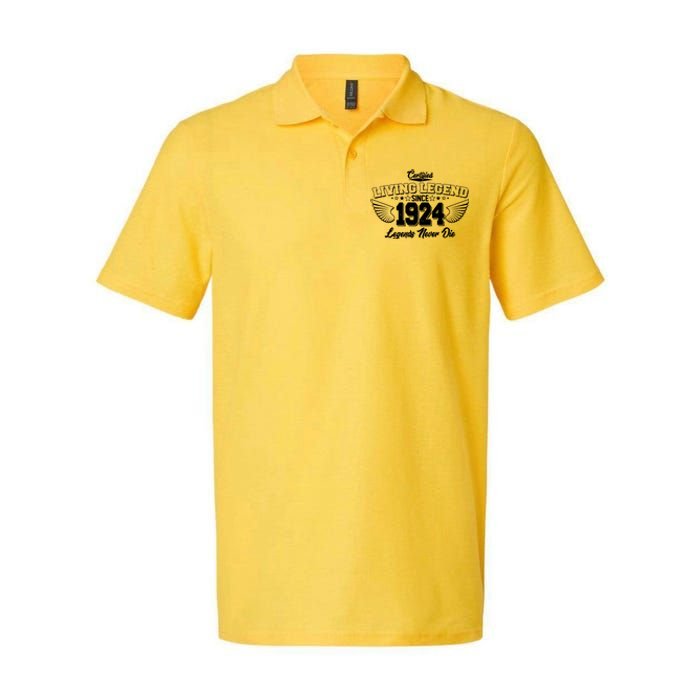 Certified Living Legend Since 1924 Legends Never Die 100th Birthday Wings Softstyle Adult Sport Polo