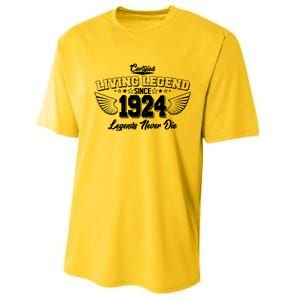 Certified Living Legend Since 1924 Legends Never Die 100th Birthday Wings Performance Sprint T-Shirt