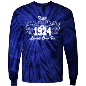 Certified Living Legend Since 1924 Legends Never Die 100th Birthday Wings Tie-Dye Long Sleeve Shirt