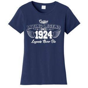 Certified Living Legend Since 1924 Legends Never Die 100th Birthday Wings Women's T-Shirt