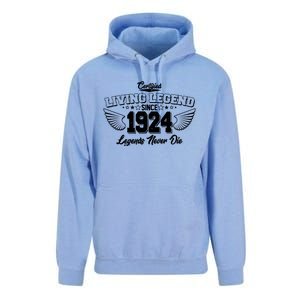 Certified Living Legend Since 1924 Legends Never Die 100th Birthday Wings Unisex Surf Hoodie