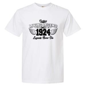 Certified Living Legend Since 1924 Legends Never Die 100th Birthday Wings Garment-Dyed Heavyweight T-Shirt