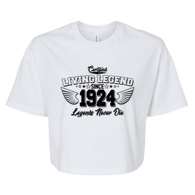 Certified Living Legend Since 1924 Legends Never Die 100th Birthday Wings Bella+Canvas Jersey Crop Tee