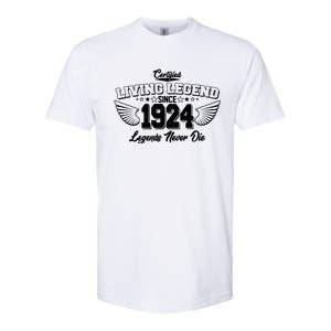 Certified Living Legend Since 1924 Legends Never Die 100th Birthday Wings Softstyle CVC T-Shirt