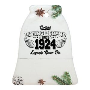 Certified Living Legend Since 1924 Legends Never Die 100th Birthday Wings Ceramic Bell Ornament