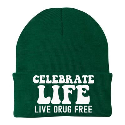 Celebrate Life Live Drug Free Red Band Week Awareness Knit Cap Winter Beanie