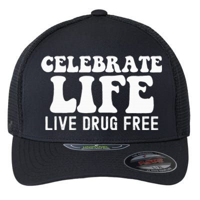 Celebrate Life Live Drug Free Red Band Week Awareness Flexfit Unipanel Trucker Cap