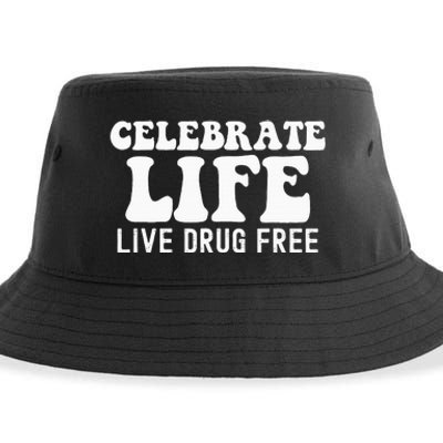 Celebrate Life Live Drug Free Red Band Week Awareness Sustainable Bucket Hat