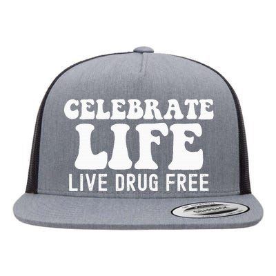 Celebrate Life Live Drug Free Red Band Week Awareness Flat Bill Trucker Hat