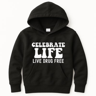 Celebrate Life Live Drug Free Red Band Week Awareness Kids Hoodie