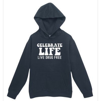 Celebrate Life Live Drug Free Red Band Week Awareness Urban Pullover Hoodie