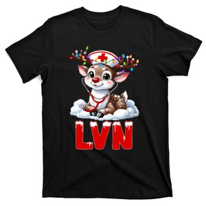 Christmas Lvn Love Cute Reindeer Christmas Lights Women T-Shirt