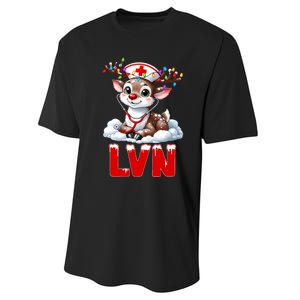 Christmas Lvn Love Cute Reindeer Christmas Lights Women Performance Sprint T-Shirt