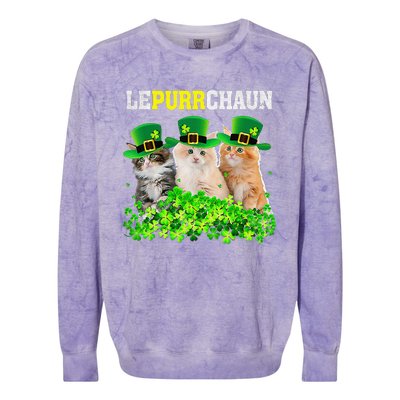 Cute Lepurrchaun Leprechaun Cat Lover Saint Patrick's Day Cute Colorblast Crewneck Sweatshirt