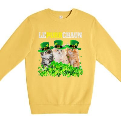 Cute Lepurrchaun Leprechaun Cat Lover Saint Patrick's Day Cute Premium Crewneck Sweatshirt