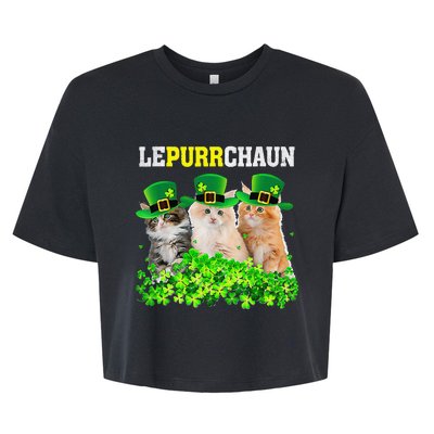 Cute Lepurrchaun Leprechaun Cat Lover Saint Patrick's Day Cute Bella+Canvas Jersey Crop Tee