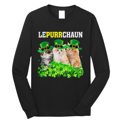 Cute Lepurrchaun Leprechaun Cat Lover Saint Patrick's Day Cute Long Sleeve Shirt