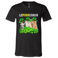 Cute Lepurrchaun Leprechaun Cat Lover Saint Patrick's Day Cute V-Neck T-Shirt