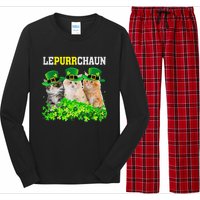 Cute Lepurrchaun Leprechaun Cat Lover Saint Patrick's Day Cute Long Sleeve Pajama Set