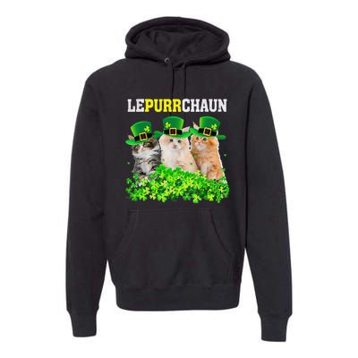 Cute Lepurrchaun Leprechaun Cat Lover Saint Patrick's Day Cute Premium Hoodie