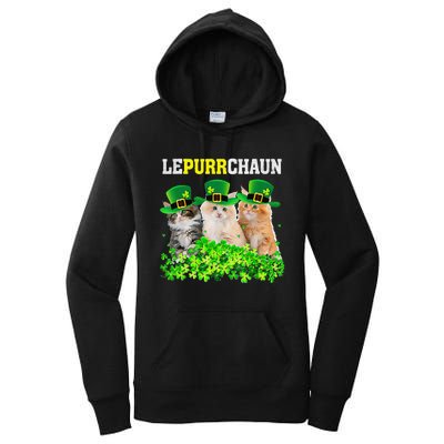 Cute Lepurrchaun Leprechaun Cat Lover Saint Patrick's Day Cute Women's Pullover Hoodie