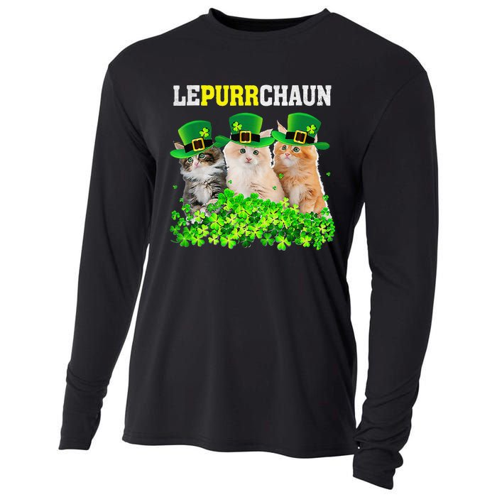 Cute Lepurrchaun Leprechaun Cat Lover Saint Patrick's Day Cute Cooling Performance Long Sleeve Crew