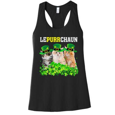 Cute Lepurrchaun Leprechaun Cat Lover Saint Patrick's Day Cute Women's Racerback Tank