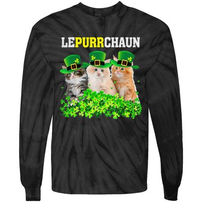 Cute Lepurrchaun Leprechaun Cat Lover Saint Patrick's Day Cute Tie-Dye Long Sleeve Shirt