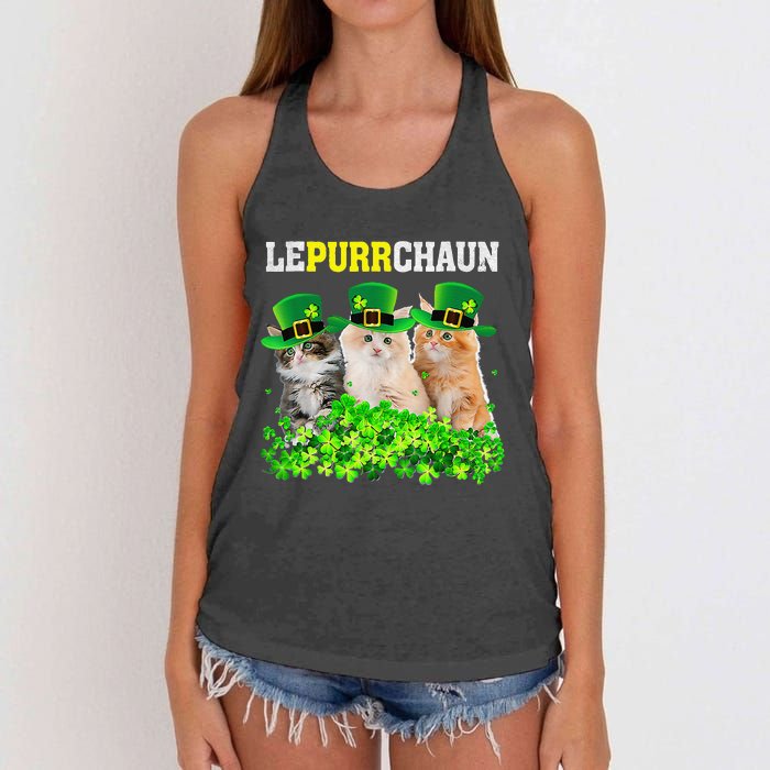 Cute Lepurrchaun Leprechaun Cat Lover Saint Patrick's Day Cute Women's Knotted Racerback Tank