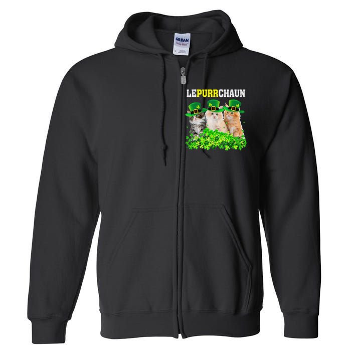 Cute Lepurrchaun Leprechaun Cat Lover Saint Patrick's Day Cute Full Zip Hoodie