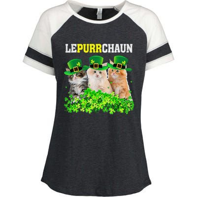 Cute Lepurrchaun Leprechaun Cat Lover Saint Patrick's Day Cute Enza Ladies Jersey Colorblock Tee