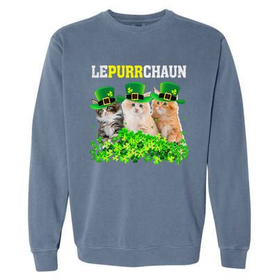 Cute Lepurrchaun Leprechaun Cat Lover Saint Patrick's Day Cute Garment-Dyed Sweatshirt