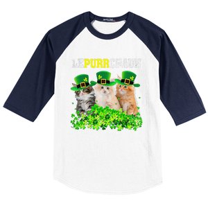 Cute Lepurrchaun Leprechaun Cat Lover Saint Patrick's Day Cute Baseball Sleeve Shirt