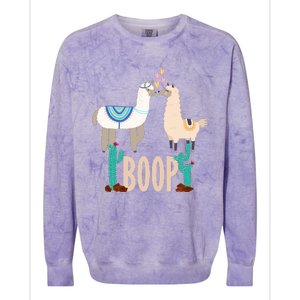 Cute Llama Love Boop Valentines Day Playful Gift Colorblast Crewneck Sweatshirt