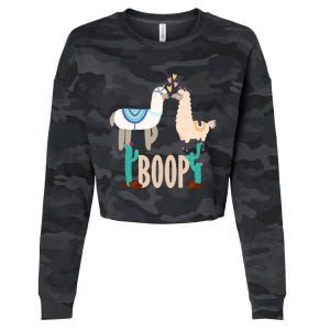 Cute Llama Love Boop Valentines Day Playful Gift Cropped Pullover Crew