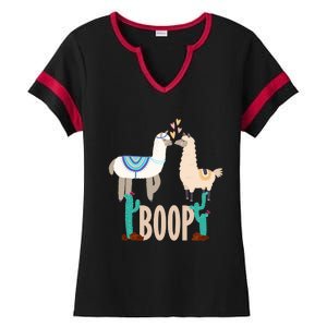 Cute Llama Love Boop Valentines Day Playful Gift Ladies Halftime Notch Neck Tee